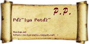 Pólya Pető névjegykártya